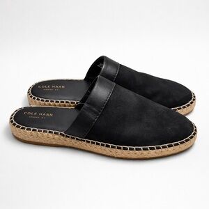 Cole Haan Grand ØS Black Suede Espadrille Mule Slippers Women’s 8.5